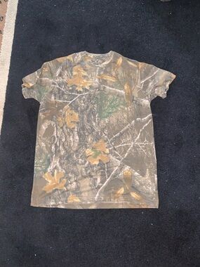 Men's Camouflage Short Sleeve T-Shirt - Green/Brown Leaf Camo
